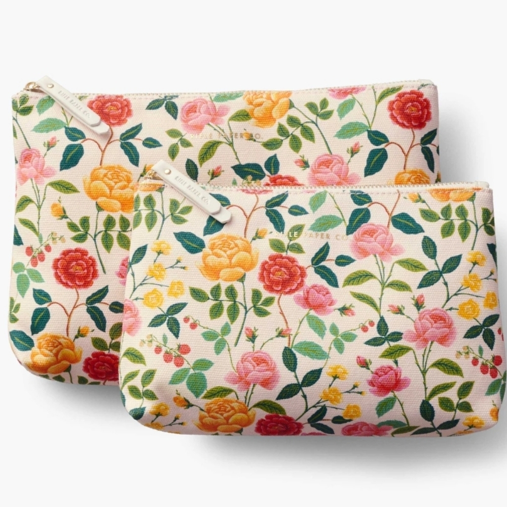 ❤️BUY 5 GET 3 FREE  Rifle Paper Co. Zippered Pouch Set, Roses & Garden Party